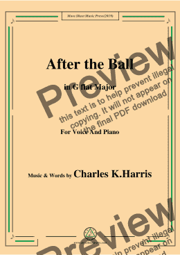 page one of Charles K. Harris-After the Ball,in G flat Major,for Voice and Piano