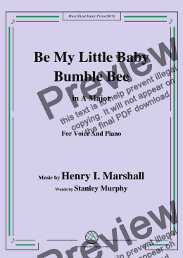 page one of Henry I. Marshall-Be My Little Baby Bumble Bee,in A Major,for Voice&Piano