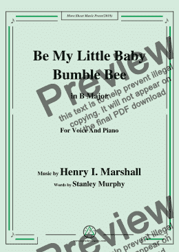 page one of Henry I. Marshall-Be My Little Baby Bumble Bee,in B Major,for Voice&Piano