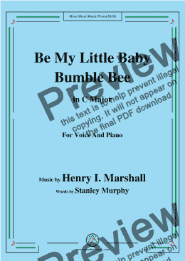 page one of Henry I. Marshall-Be My Little Baby Bumble Bee,in C Major,for Voice&Piano