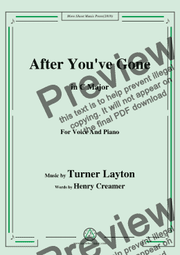 page one of Turner Layton-After You've Gone,in C Major,for Voice and Piano