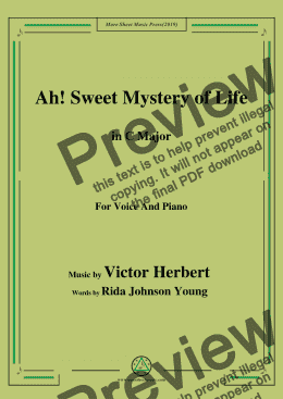 page one of Victor Herbert-Ah! Sweet Mystery of Life,in C Major,for Voice and Piano