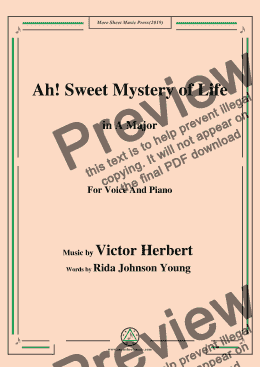 page one of Victor Herbert-Ah! Sweet Mystery of Life,in A Major,for Voice and Piano