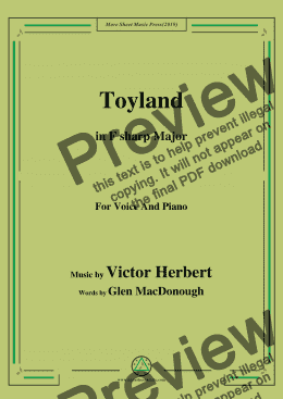 page one of Victor Herbert-Toyland,in F sharp Major,for Voice and Piano