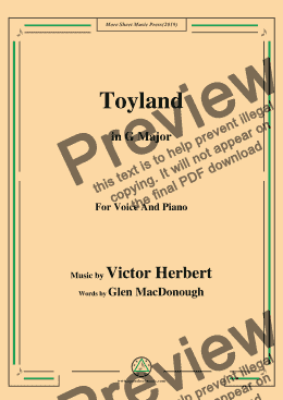 page one of Victor Herbert-Toyland,in G Major,for Voice and Piano