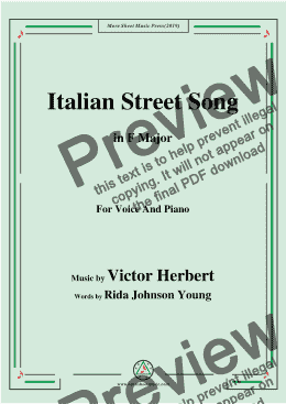 page one of Victor Herbert-Italian Street Song,in F Major,for Voice and Piano