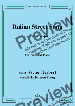 page one of Victor Herbert-Italian Street Song,in G flat Major,for Voice and Piano