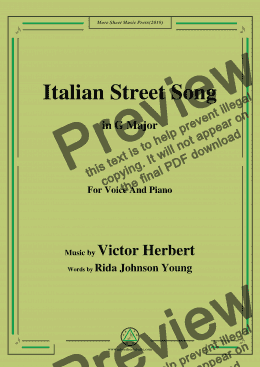 page one of Victor Herbert-Italian Street Song,in G Major,for Voice and Piano