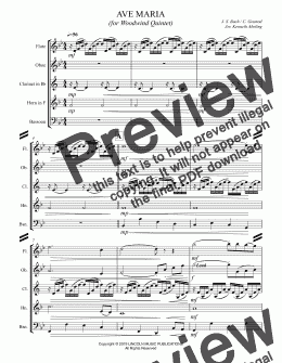 page one of AVE MARIA (for Woodwind Quintet)