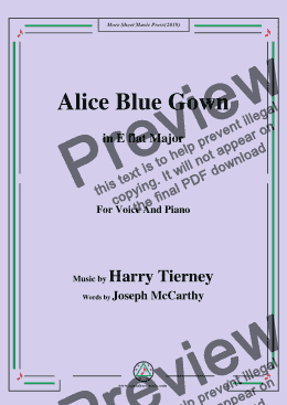 page one of Harry Tierney-Alice Blue Gown,in E flat Major,for Voice and Piano