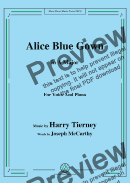 page one of Harry Tierney-Alice Blue Gown,in A Major,for Voice and Piano