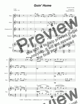 page one of Goin' Home (for Woodwind Quartet and Piano)