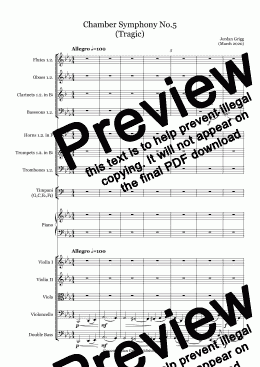 page one of Chamber Symphony No 5 (Tragic) - Score and parts