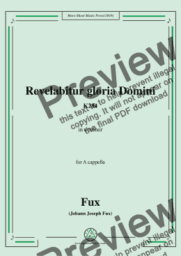 page one of Fux-Revelabitur gloria Domini,K284,in a minor,for A cappella