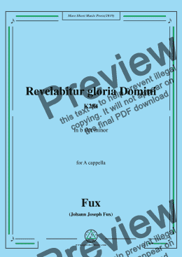 page one of Fux-Revelabitur gloria Domini,K284,in b flat minor,for A cappella