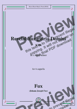 page one of Fux-Revelabitur gloria Domini,K284,in c sharp minor,for A cappella