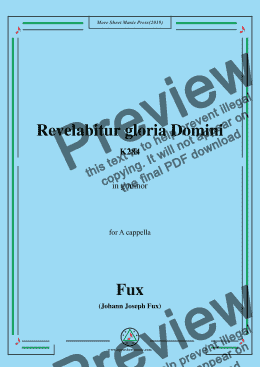 page one of Fux-Revelabitur gloria Domini,K284,in g minor,for A cappella