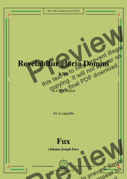 page one of Fux-Revelabitur gloria Domini,K284,in e flat minor,for A cappella