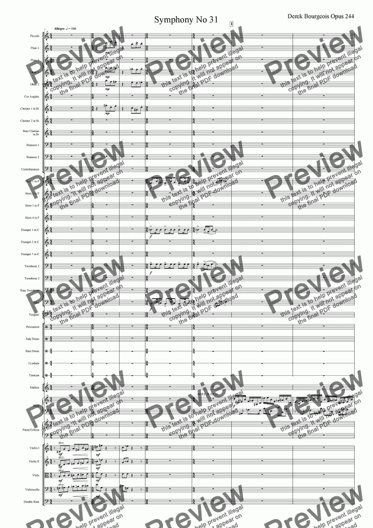 Symphony No 31 in one movement - Download Sheet Music PDF file