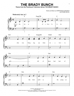 page one of The Brady Bunch (Very Easy Piano)