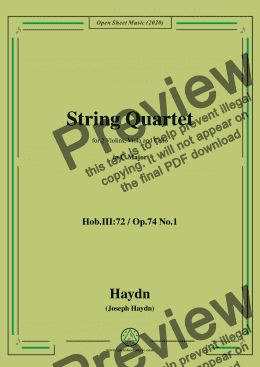 page one of Haydn-String Quartet in C Major,Hob III 72,Op 74 No 1