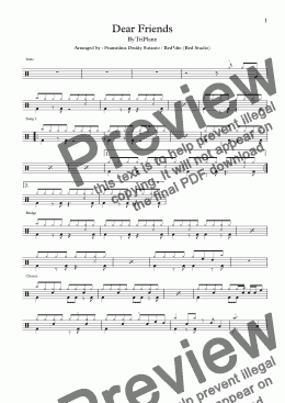 page one of TriPlane - Dear Friends (Drum Score)