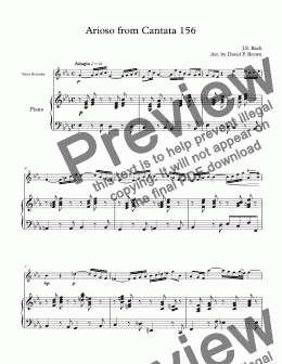 page one of Arioso for Tenor Recorder and Piano