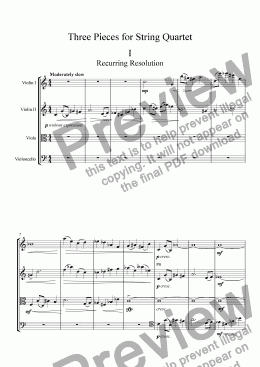 page one of Three Pieces for String Quartet