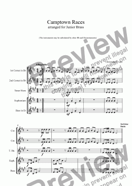 page one of Camptown Races for Junior Brass Ensemble