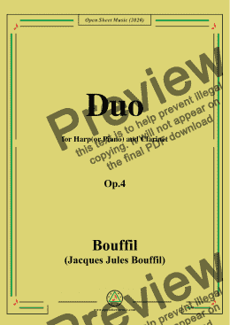 page one of Bouffil-Duo for Harp(or Piano) and Clarinet,Op.4