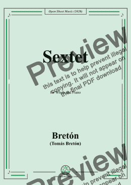 page one of Bretón-Sextet,for Winds and Piano