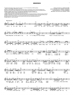 page one of Memories (Lead Sheet / Fake Book)