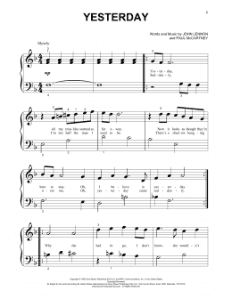 page one of Yesterday (Beginning Piano Solo)