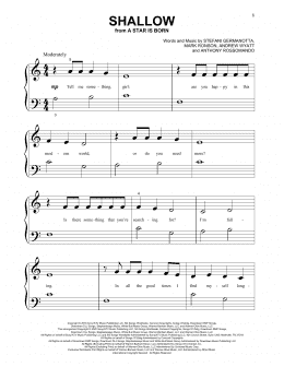 page one of Shallow (from A Star Is Born) (Beginning Piano Solo)