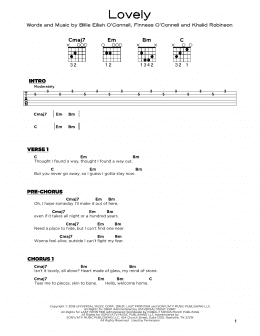 page one of lovely (from 13 Reasons Why) (Really Easy Guitar)