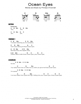 page one of ocean eyes (Really Easy Guitar)