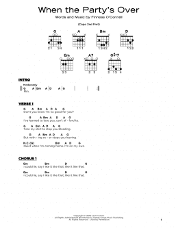 page one of when the party's over (Really Easy Guitar)