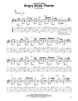 page one of Angry Birds Theme (Solo Guitar)