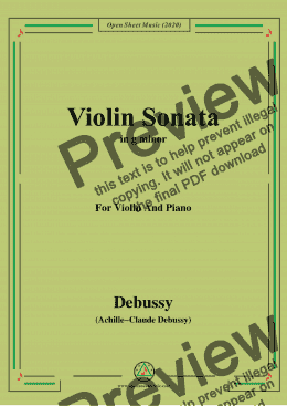 page one of Debussy-Violin Sonata,in g minor,for Violin and Piano