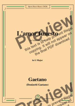 page one of Donizetti-L'amor funesto,in G Major,for Voice and Piano