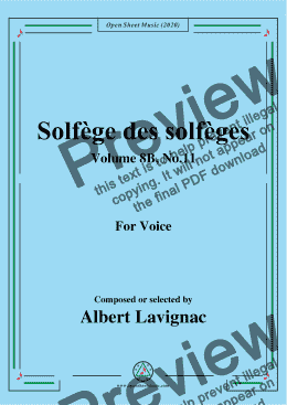 page one of Lavignac-Solfège des solfèges,Volume 8B,No.11,for Voice