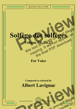 page one of Lavignac-Solfège des solfèges,Volume 8B,No.13,for Voice