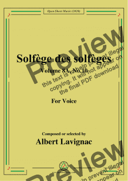 page one of Lavignac-Solfège des solfèges,Volume 8A,No.10,for Voice