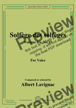 page one of Lavignac-Solfège des solfèges,Volume 8A,No.15,for Voice