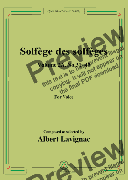 page one of Lavignac-Solfège des solfèges,Volume 2A,No.31-40,for Voice