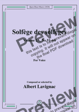 page one of Lavignac-Solfège des solfèges,Volume 2A,No.51-60,for Voice