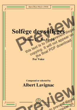 page one of Lavignac-Solfège des solfèges,Volume 2A,No.41-50,for Voice