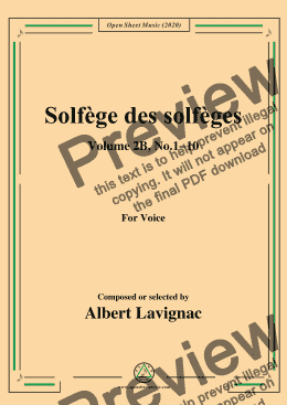 page one of Lavignac-Solfège des solfèges,Volume 2B,No.1-10,for Voice