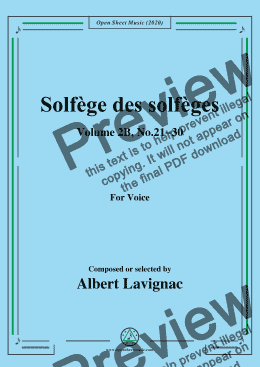 page one of Lavignac-Solfège des solfèges,Volume 2B,No.21-30,for Voice