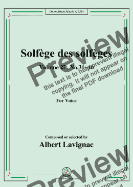 page one of Lavignac-Solfège des solfèges,Volume 2B,No.31-40,for Voice